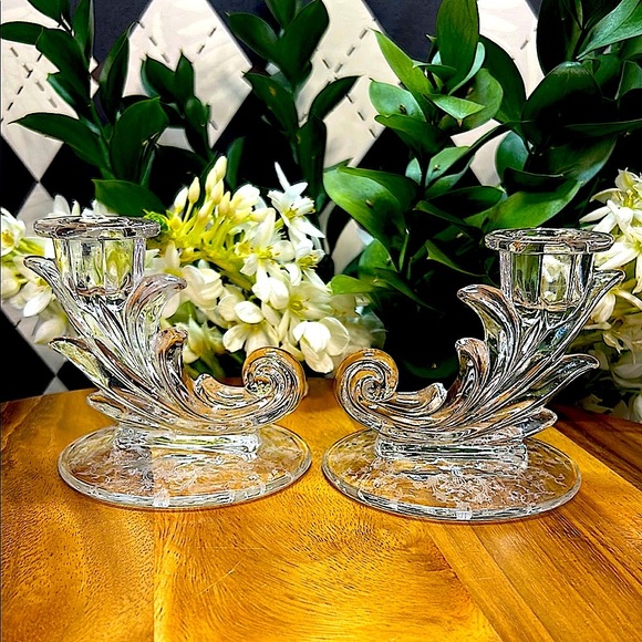 Vintage Fostoria Baroque Etched Candle Holders| Depression Glass| Midcentury - Picture 6 of 13